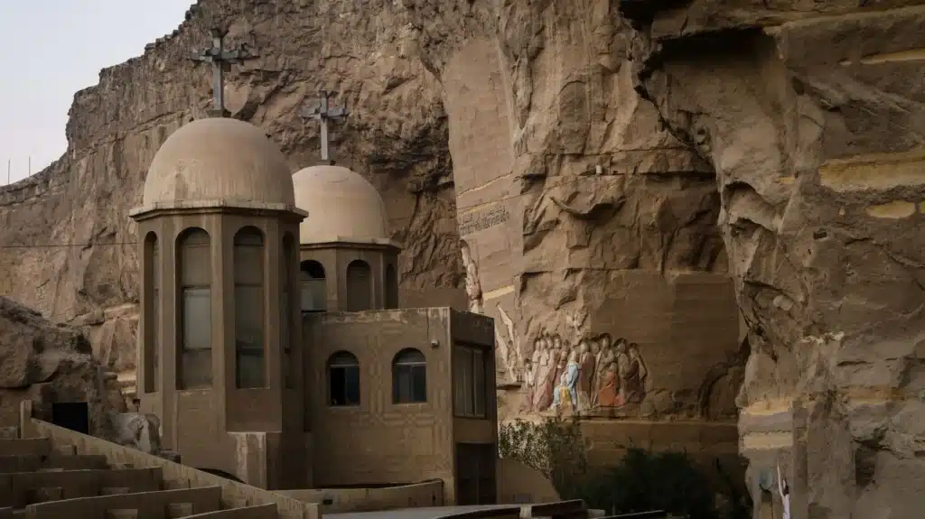 Rock-cut chapel at the Cave Church in the Mokattam hills