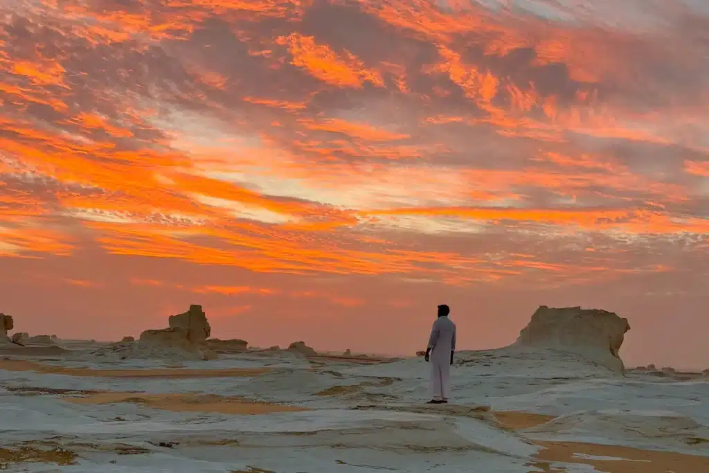 Dramatic sunset over the White Desert