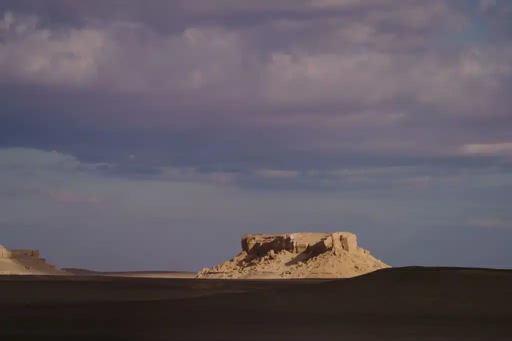 Desert plateau at sunset in Fayoum