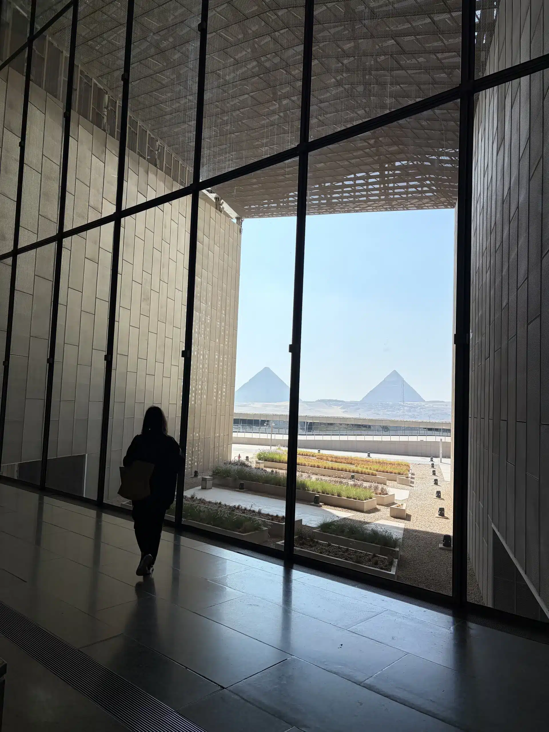Giza Pyramids seen from the Grand Egyptian Museum