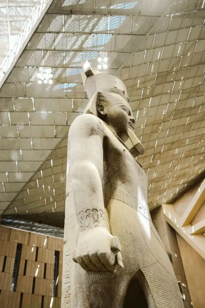 Colossal royal statue at the Grand Egyptian Museum