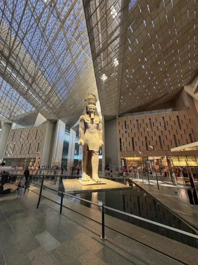 Colossal statue of Ramesses II in the Grand Egyptian Museum atrium