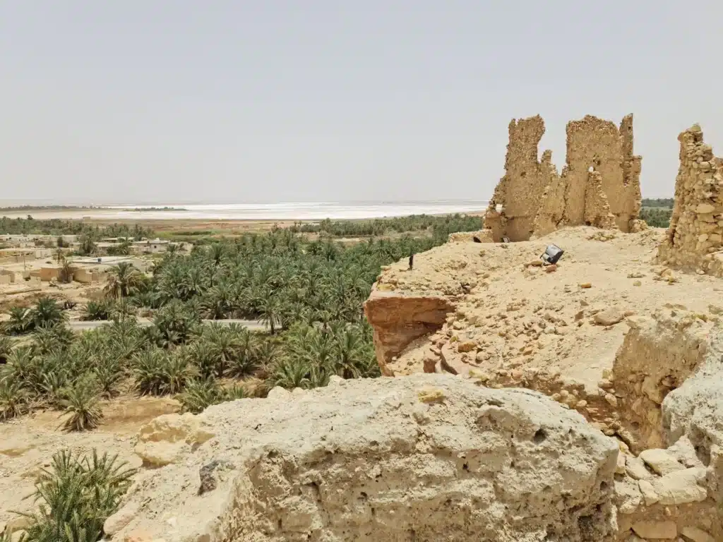 Ancient ruins overlooking the palm groves of Siwa