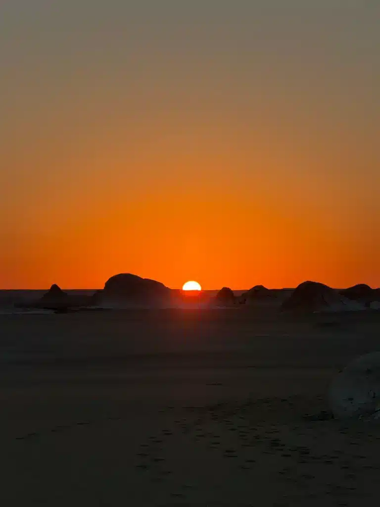 Sunrise over the White Desert rock formations
