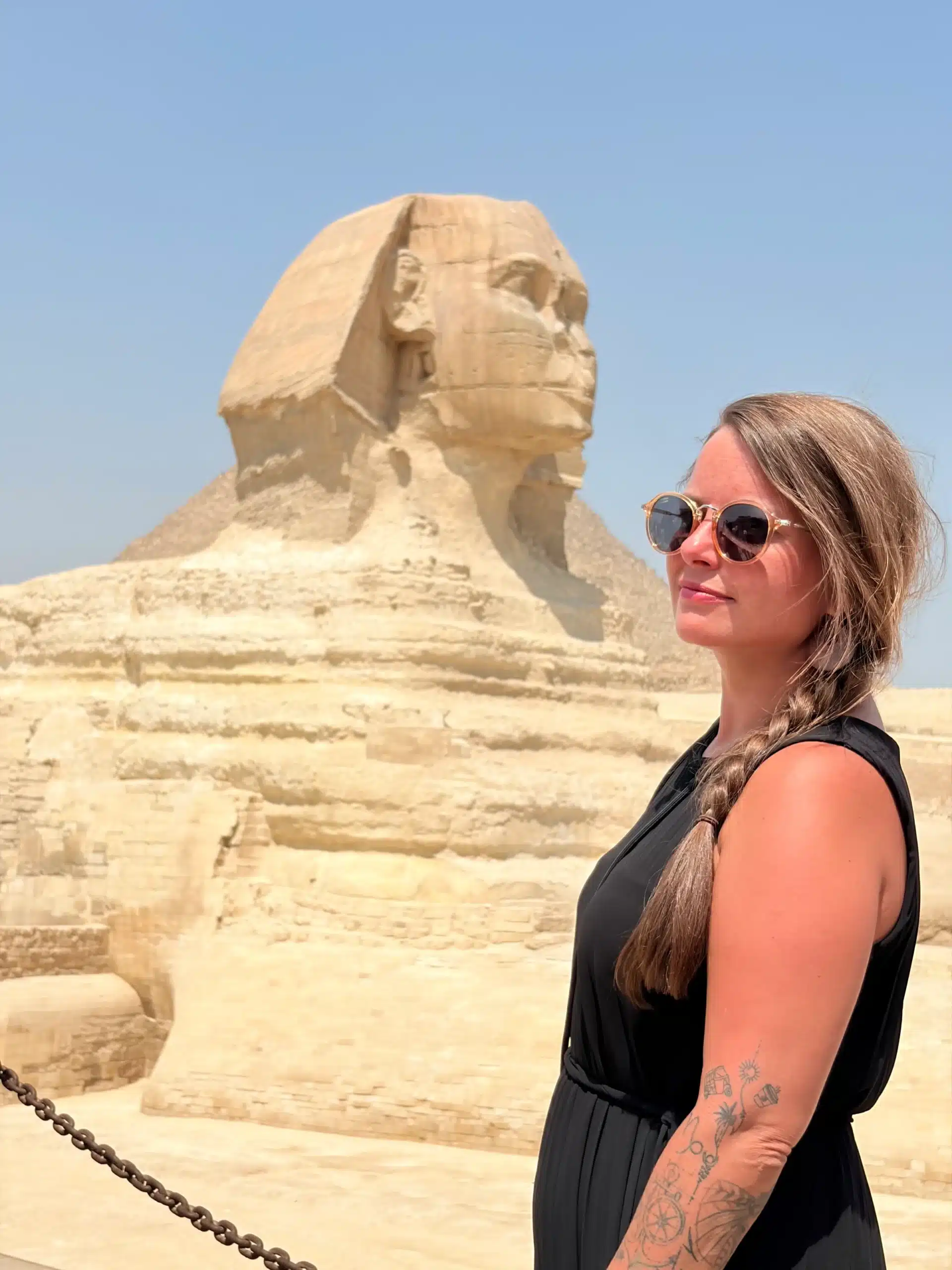 Traveler visiting the Great Sphinx in Giza, Egypt